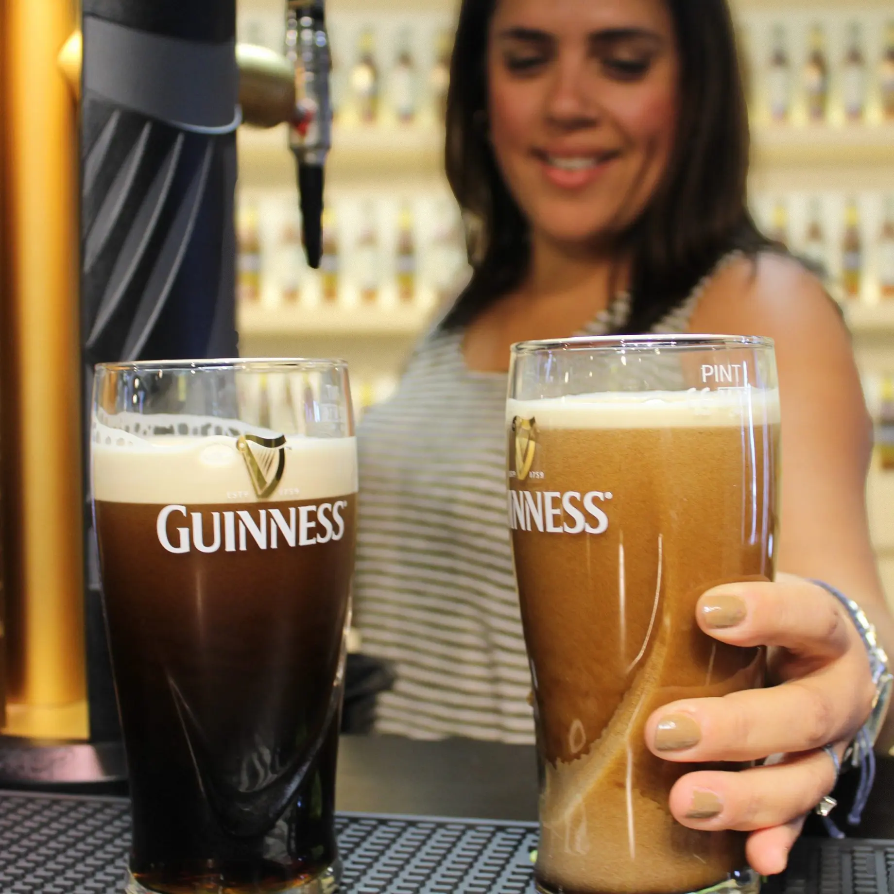 Pulling pints at Guinness Store House, Dublin
